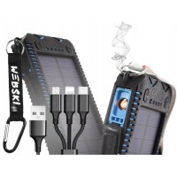 Powerbank Solar с фонариком на солнечной батарее, бронированный с зажигалкой Webski 20000 мАч черный